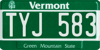 VT license plate TYJ583