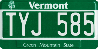 VT license plate TYJ585