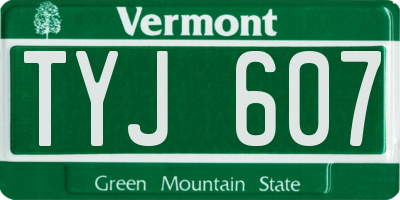 VT license plate TYJ607