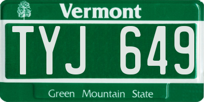 VT license plate TYJ649