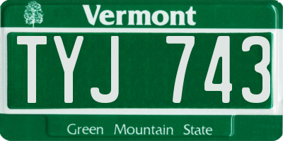 VT license plate TYJ743