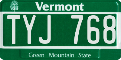 VT license plate TYJ768