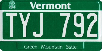 VT license plate TYJ792