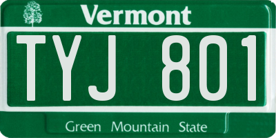 VT license plate TYJ801