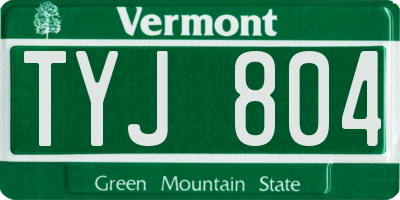 VT license plate TYJ804