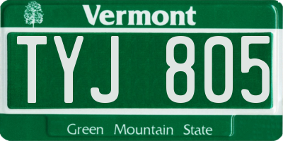 VT license plate TYJ805