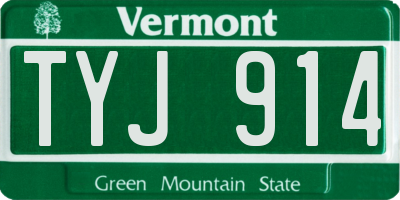 VT license plate TYJ914