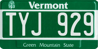 VT license plate TYJ929