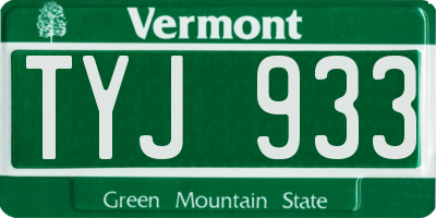 VT license plate TYJ933