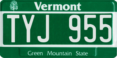 VT license plate TYJ955