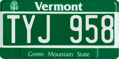 VT license plate TYJ958