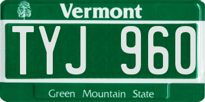 VT license plate TYJ960