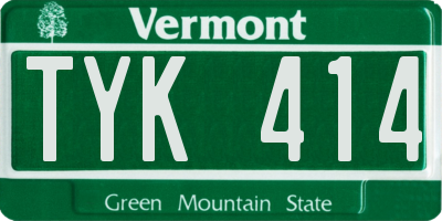 VT license plate TYK414