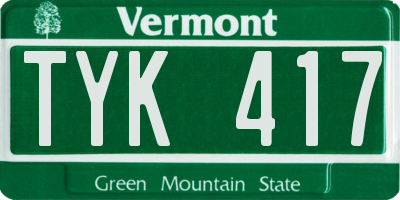 VT license plate TYK417
