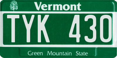 VT license plate TYK430
