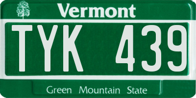 VT license plate TYK439