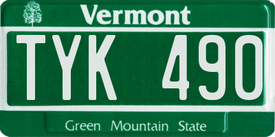 VT license plate TYK490