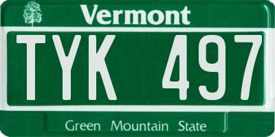 VT license plate TYK497