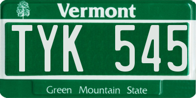 VT license plate TYK545