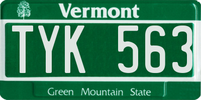 VT license plate TYK563