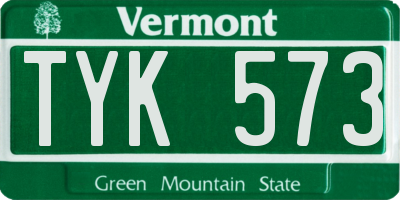 VT license plate TYK573