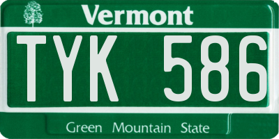 VT license plate TYK586