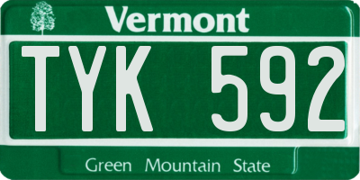 VT license plate TYK592