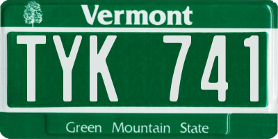 VT license plate TYK741