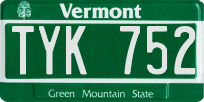 VT license plate TYK752