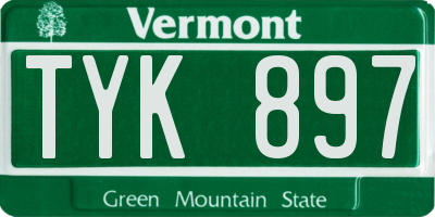 VT license plate TYK897