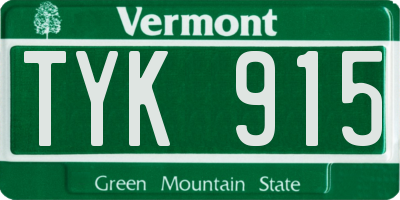 VT license plate TYK915