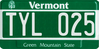 VT license plate TYL025
