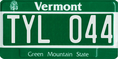 VT license plate TYL044