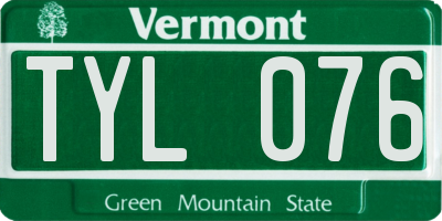 VT license plate TYL076