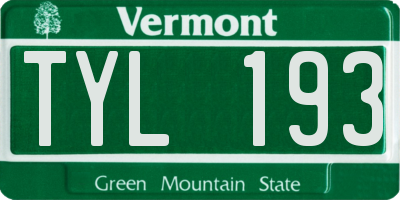 VT license plate TYL193