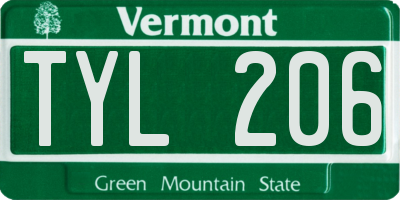 VT license plate TYL206