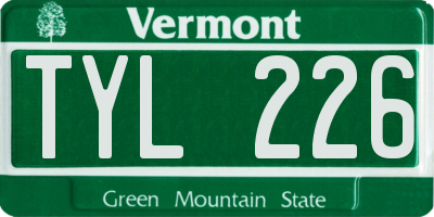 VT license plate TYL226
