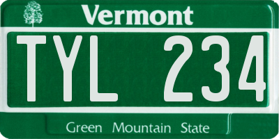 VT license plate TYL234