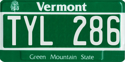 VT license plate TYL286