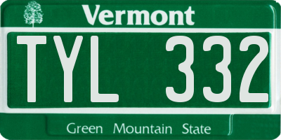 VT license plate TYL332