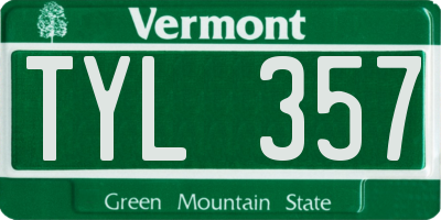 VT license plate TYL357