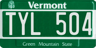 VT license plate TYL504