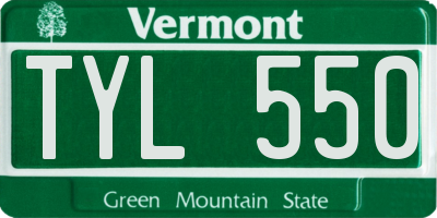 VT license plate TYL550