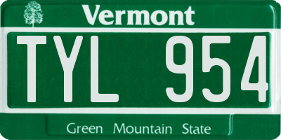 VT license plate TYL954