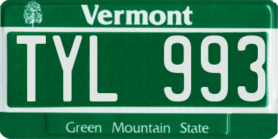 VT license plate TYL993