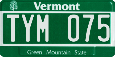 VT license plate TYM075