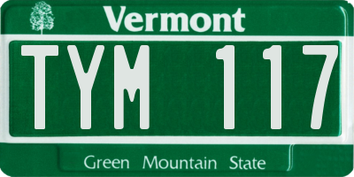 VT license plate TYM117