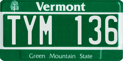 VT license plate TYM136