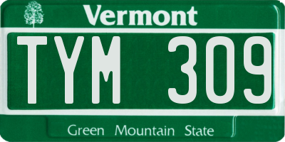 VT license plate TYM309