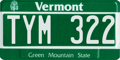 VT license plate TYM322